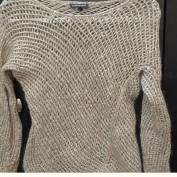 Eileen Fisher Mohair Blend Fisherman Net Sweater Sz Small - Picture 5 of 8
